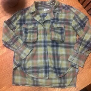 Free People We The Free by Grunge 90s Flannel Plaid Izzie Cargo Shirt Jacket XS